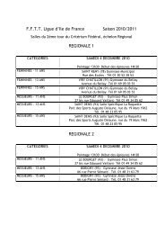 F.F.T.T. Ligue d'Ile de France Saison 2010/2011 REGIONALE 1 ...
