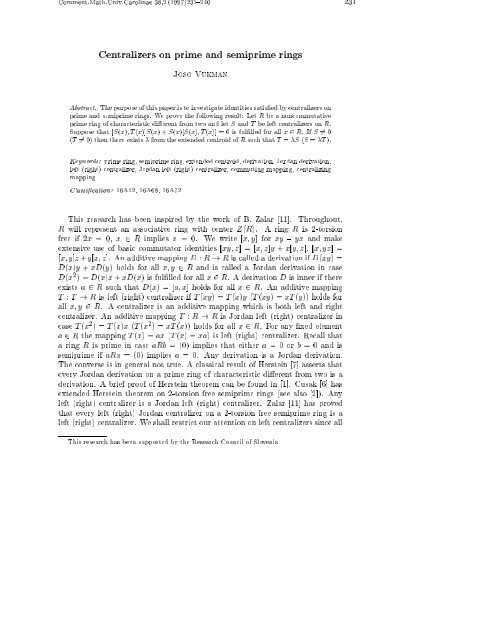 Centralizers on prime and semiprime rings