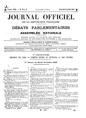 JOURNAL OFFICIEL - DÃ©bats parlementaires de la 4e RÃ©publique