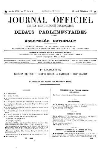 JOU - DÃ©bats parlementaires de la 4e RÃ©publique