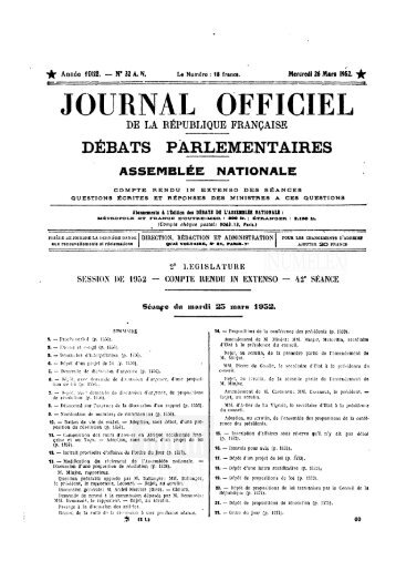 JOURNAL OFFICIEL - DÃ©bats parlementaires de la 4e RÃ©publique