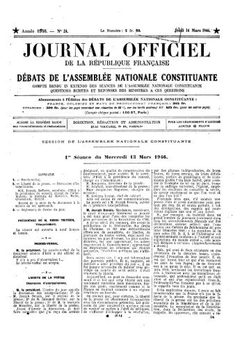 JOURNAL OFFICIEL - DÃ©bats parlementaires de la 4e RÃ©publique