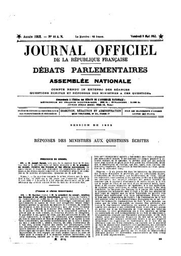 JOURNAL OFFICIEL - DÃ©bats parlementaires de la 4e RÃ©publique