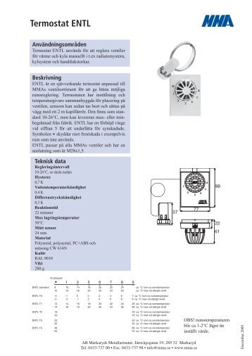 Termostat ENTL - Lyngson