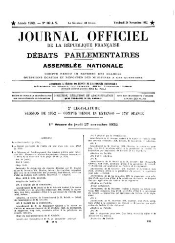 JOURNAL OFFICIEL - DÃ©bats parlementaires de la 4e RÃ©publique