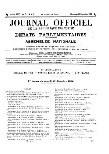 JOURNAL OFFICIEL - DÃ©bats parlementaires de la 4e RÃ©publique