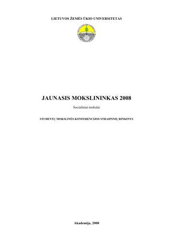SocialiniÅ³ mokslÅ³ srities 2008 metÅ³ straipsniÅ³ rinkinys [3,2 MB]
