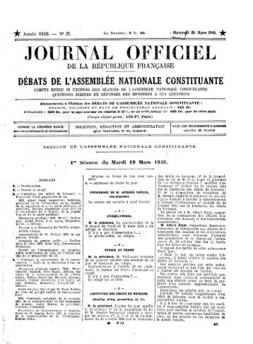 JOURNAL OFFICIEL - DÃ©bats parlementaires de la 4e RÃ©publique