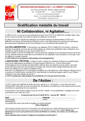 002 GRATIFICATION MEDAILLES TRAVAIL - cgt lcl