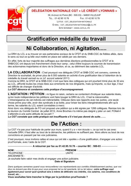 002 GRATIFICATION MEDAILLES TRAVAIL - cgt lcl