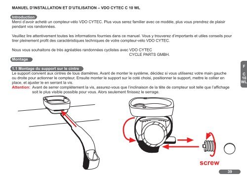 VDO CYTEC C 10 WL Introduction Merci d'avoir ... - XXcycle.com