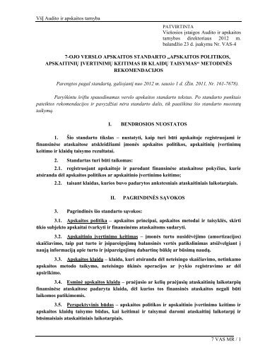 7-ojo verslo apskaitos standarto - Audito ir apskaitos tarnyba