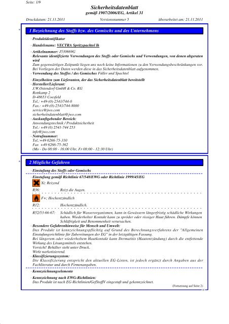 EG-Sicherheitsdatenblatt - Vectra-farben.de