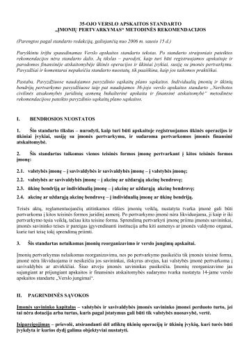 „ĮMONIŲ PERTVARKYMAS“ METODINĖS REKOMENDACIJOS