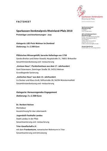 Factsheet PreistrÃ¤ger und Anerkennungen 2010 - Auf Geschichte ...