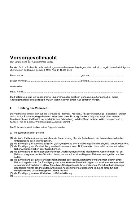 Vorsorgevollmacht