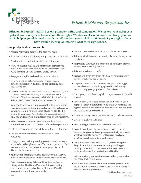 Patient Rights & Responsibilities - Mission Health