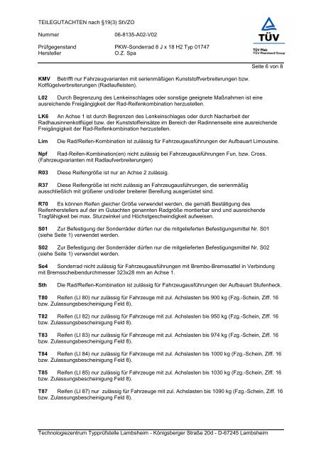 TEILEGUTACHTEN nach Â§19(3) StVZO Nummer 06-8135-A02-V02 ...