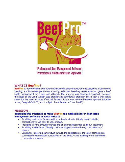 WHAT IS BeefPro? MISSION - Bonsmara Breeders Association