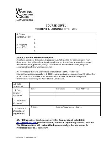 STUDENT LEARNING OUTCOMES ASSESSMENT REPORT