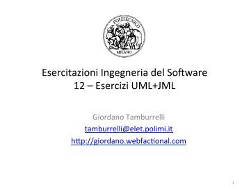 Esercizi UML+JML - Giordano Tamburrelli Homepage