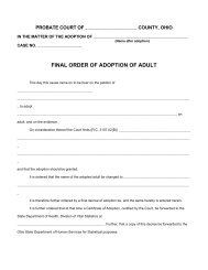 FINAL ORDER OF ADOPTION OF ADULT - Supreme Court