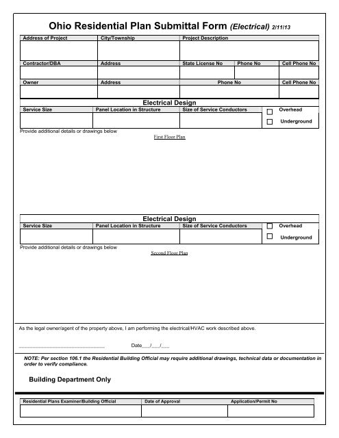 Ohio Residential Plan Submittal Form - Delaware County, Ohio