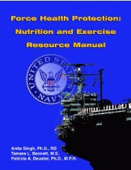 Force Health Protection: Nutrition and Exercise Resource Manual