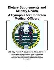 Dietary Supplements and Military Divers - Human Performance ...