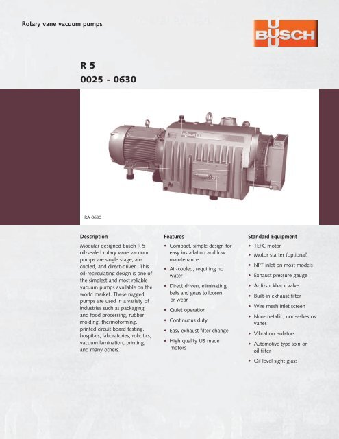 R 5 0025-0630 - Busch Vacuum Technics