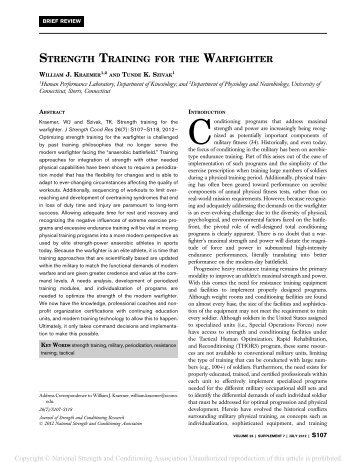 strength training for the warfighter - Human Performance Resource ...