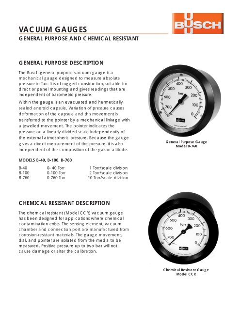 VACUUM GAUGES - Busch Vacuum Technics