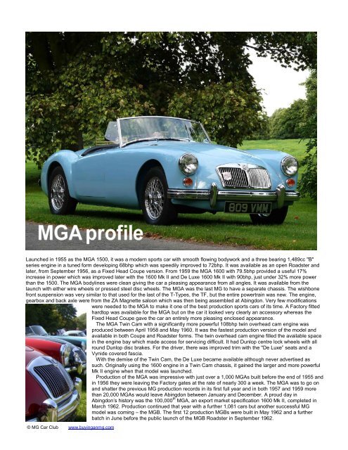 MGA profile - Buying an MG