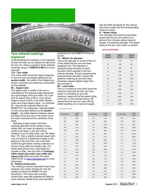 Tyre sidewall markings explained - V8 Register