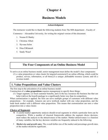 Chapter 4 Business Models