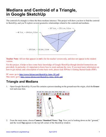 Medians and Centroid of a Triangle, in Google SketchUp - 3DVinci