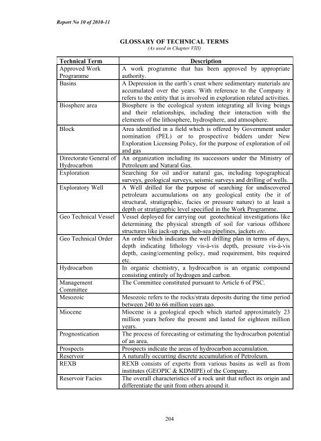 GLOSSARY OF TECHNICAL TERMS Technical Term Description ...