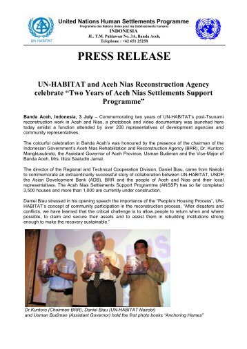 Two Years of Aceh-Nias Settlements Support Programme - UN-Habitat