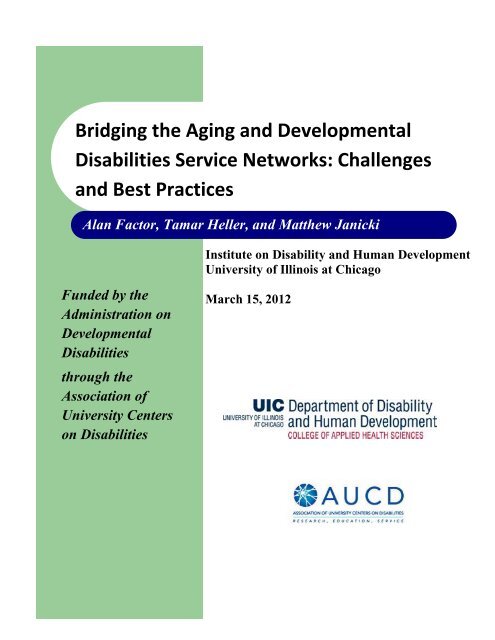 Bridging the Aging and Developmental Disabilities Service ... - rrtcadd