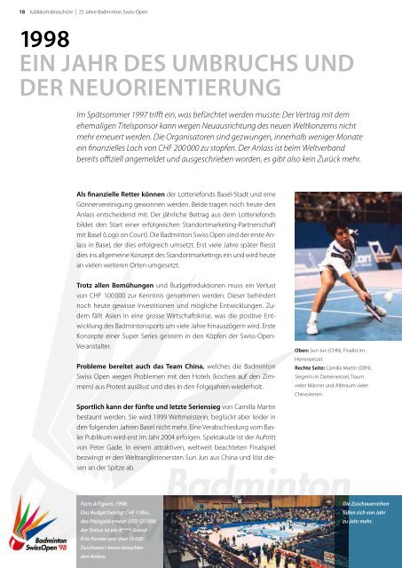 1991 – 2015 25 Jahre Badminton Swiss Open