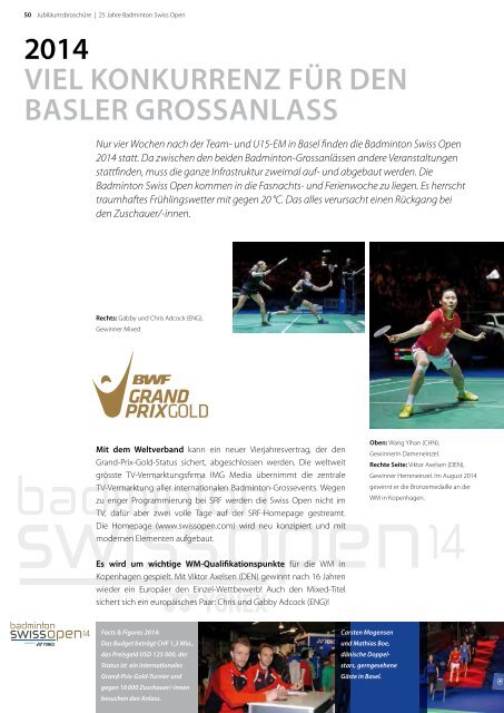 1991 – 2015 25 Jahre Badminton Swiss Open