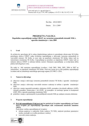 projektna naloga - Uprava Republike Slovenije za jedrsko varnost