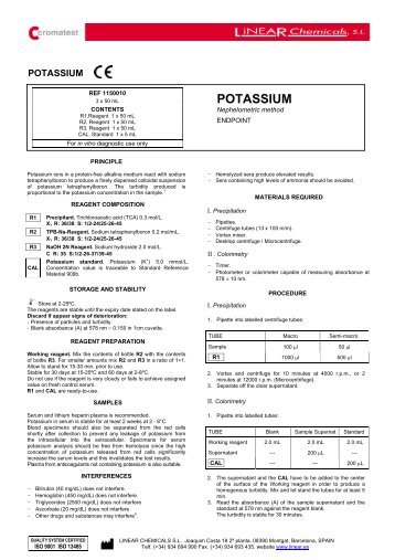 POTASSIUM - LINEAR CHEMICALS