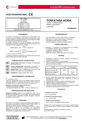 FOSFATASA ACIDA - LINEAR CHEMICALS