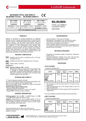 BILIRUBIN - LINEAR CHEMICALS