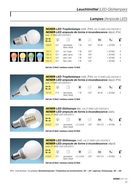 LED-Lampen - NOSERLIGHT AG, Ottenbacherstrasse 25, CH-8909 ...