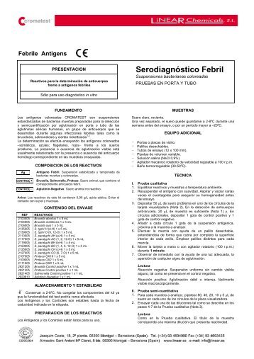 Serodiagnóstico Febril - LINEAR CHEMICALS