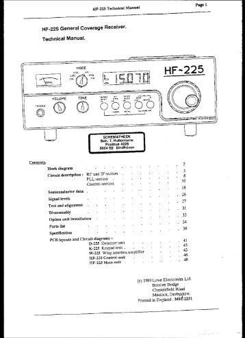 Lowe HF-225 Technical Service Manual - MDS975.co.uk