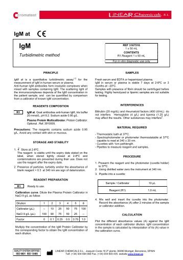 IgM at - LINEAR CHEMICALS