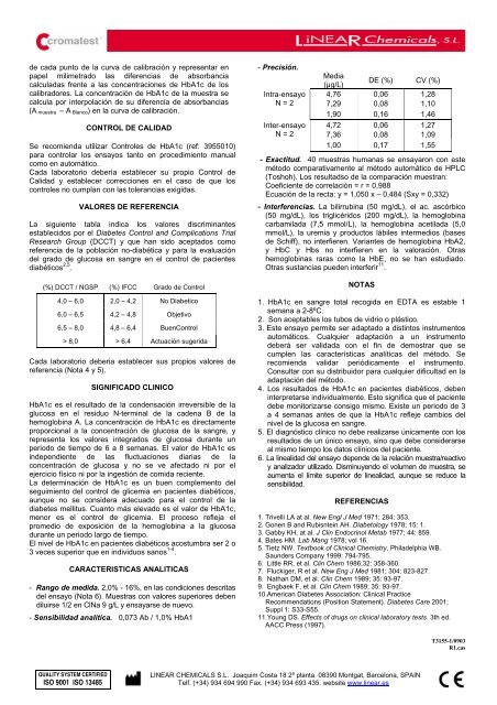 HbA1c - Turbidimetric - LINEAR CHEMICALS